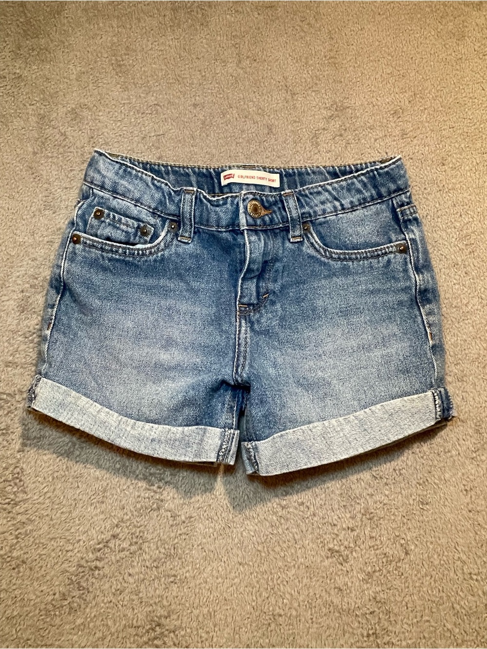 Levi's Light Blue Rolled Cuff Denim Shorts